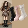 thumbnail image 1 of Babcutegg Mid Calf Boots for Girls Solid Color Lace Up Soft Sole Kids Fashion Casual Boots for Fall Winter Pink Size 13.5 Little Kid, 1 of 10