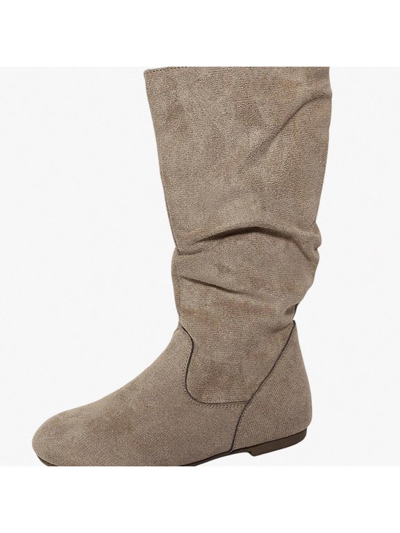 Mid Calf Boots for Women Round Toe Side Zipper Low Heel Casual Versatile Comfort Boots Size 9