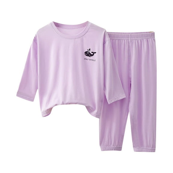 Babcutegg Pajamas Set for Toddler Girls Long Sleeve Blouse and Long Pants 2pc with Long Sleeve Shirts and Long Pants Breathable Girls Homewear Purple