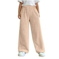 thumbnail image 1 of Babcutegg Pants for Kid Girls Back to School Wear High Waist Wide Leg Kids Outfit Beige Size 14-15, 1 of 8