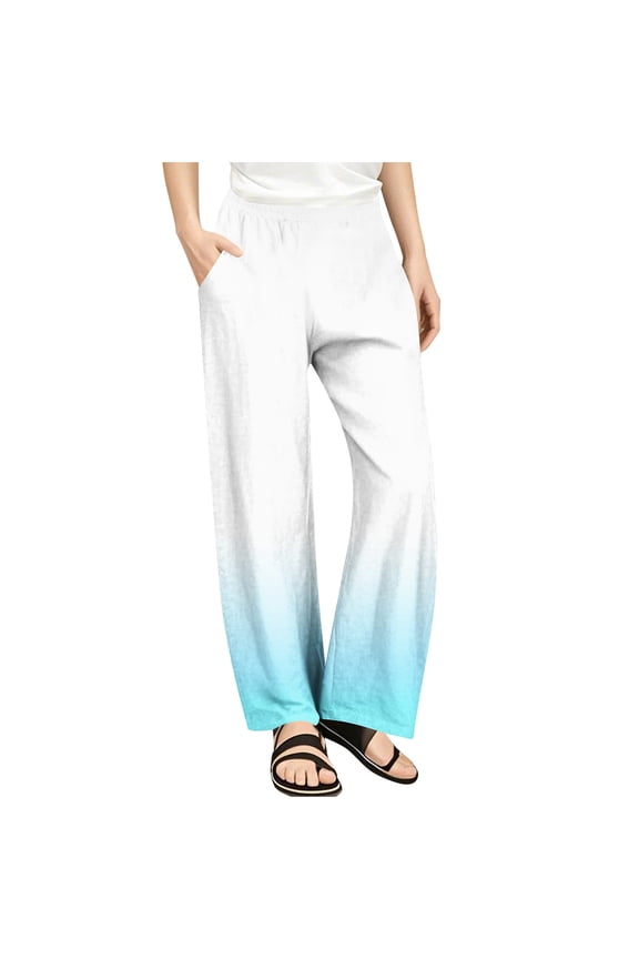 Pants for Toddler Girls Graphic Pattern Relaxed Fit Elastic Waist Girls Clothes Light Blue