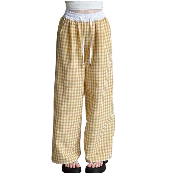 Babcutegg Pants for Toddler Girls High Waist Graphic Pattern Regular Fit Girls Outwear Yellow
