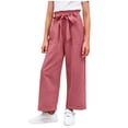 thumbnail image 1 of Babcutegg Pants for Toddler Girls High Waist Soild Color Side Pockets Girls Outwear Watermelon Red, 1 of 7