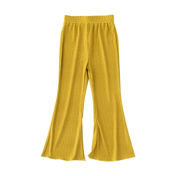 Babcutegg Pants for Toddler Girls Relaxed Fit Elastic Waist Soild Color Girls Outwear Yellow