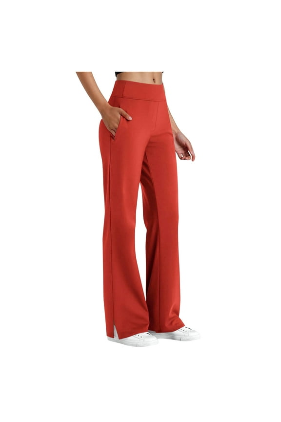 Pants for Women Soild Color Athletic Wear Straight Legging Clothes for Women Red