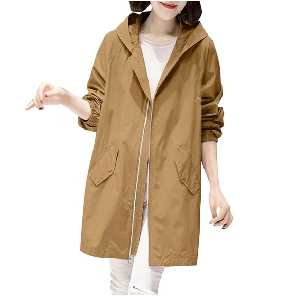 Babcutegg Peacoat for Women Regular Fit with Button Long Length Lapel Long Sleeve Womens Fall and Winter Outwear Khaki Size M