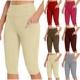 thumbnail image 1 of Babcutegg Plus Size Capris for Women Yoga Leggings High Waist Soild Color Pants for Women Wine XL, 1 of 7