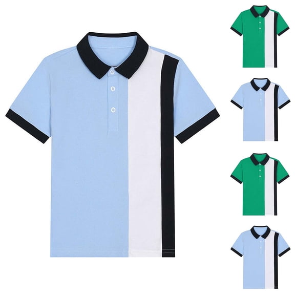 Babcutegg Polo Shirts for Kid Boys and Girls Regular Fit Short Sleeve Pullover with Button Campus Style Kid Spring and Summer School Uniform Light Blue Size 5-6