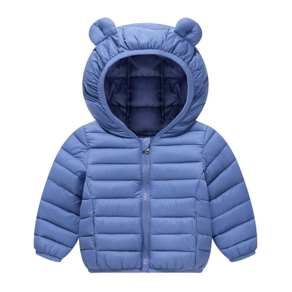 Babcutegg Puffer Jackets for Kid Girls Windproof Keep Warm Side Pockets Snowsuit Hoodies Fall and Winter Clothes for Girls Blue Size 4