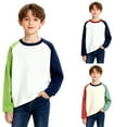 thumbnail image 1 of Babcutegg Shirts for Kid Boys Color Blocking Crew Neck Fake Two-piece Long Sleeve Casual Fashion Boys Spring and Fall Tops Orange Size 9-10, 1 of 9