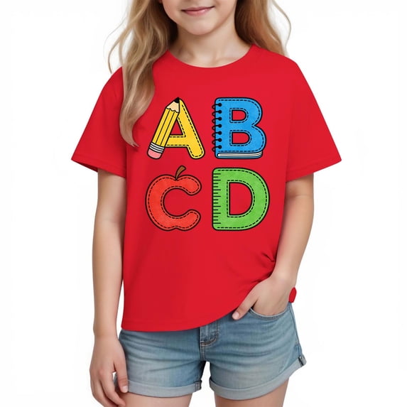 Babcutegg Shirts for Kid Boys Pullover Casual Fashion Back to School Wear Crew Neck Boys Summer Uniform Red Size 3 T