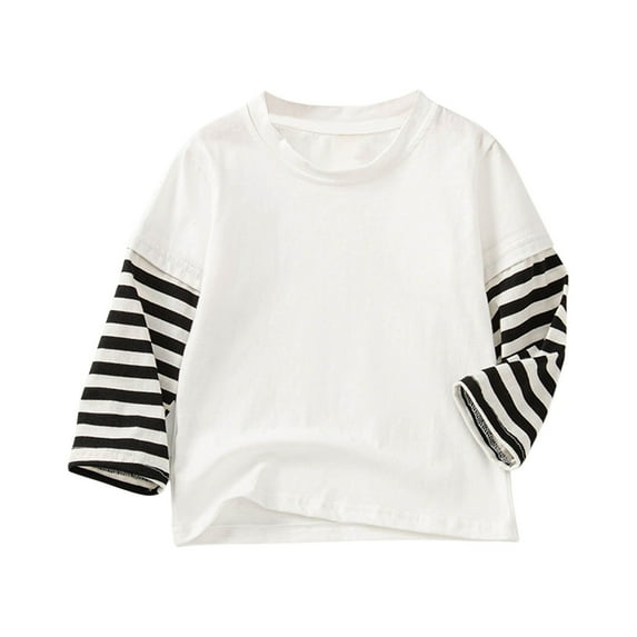 Babcutegg Shirts for Toddler Girls cotton Long Sleeve Crew Neck Girls T Shirts White 7 T