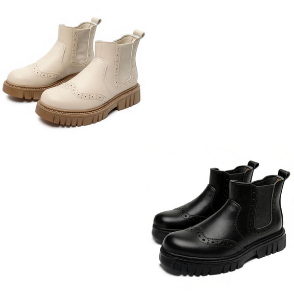 Babcutegg Shoes for Kid Girls Back to School Wear Casual Fashion Campus Style Soft Flat Leather Boots Girls School Uniform Shoes Black Size 3.5-4
