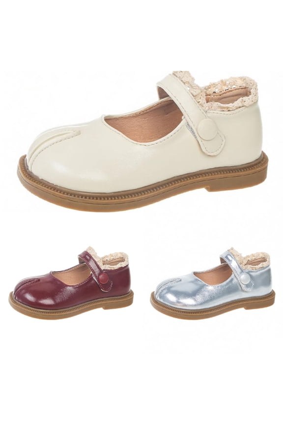 Shoes for Kid Girls British Style Lightweight Round Head Back to School Wear Leather Boots Girls School Uniform Shoes Beige Size 5-5.5