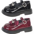 thumbnail image 1 of Babcutegg Shoes for Kid Girls Casual Fashion Flat Bottom British Style Lightweight Back to School Wear Girls School Uniform Shoes Black Size 8-8.5, 1 of 7