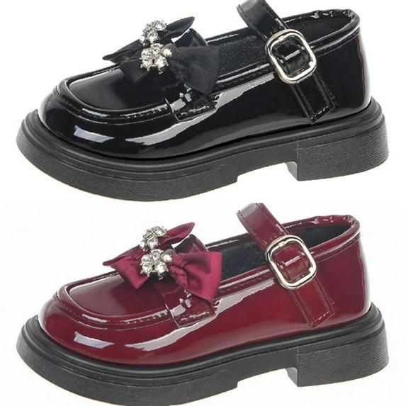 Babcutegg Shoes for Kid Girls Casual Fashion Flat Bottom British Style Lightweight Back to School Wear Girls School Uniform Shoes Black Size 8-8.5