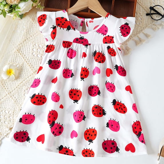 Babcutegg Stylish Printed Short-Sleeve Dress With Soft Elastic Waistband And Lightweight Stretch Fabric For Everyday Wear Multicolor Size 2Y