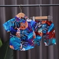 thumbnail image 1 of Babcutegg Summer Baby Short Shirt and Shorts Boys T-Shirt and Pants Sets Printed Lapel Collar Button Athletic Outfit Set Blue Size 2 Years, 1 of 3