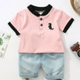 thumbnail image 1 of Babcutegg Summer Baby Short Shirt and Shorts Boys T-Shirt and Pants Sets Printed Round Neck Athletic Outfit Set Pink Size 7 Years, 1 of 3