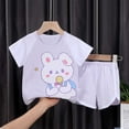 thumbnail image 1 of Babcutegg Summer Baby Short Shirt and Shorts Boys T-Shirt and Pants Sets Printed Round Neck Athletic Outfit Set Purple Size 73CM, 1 of 1
