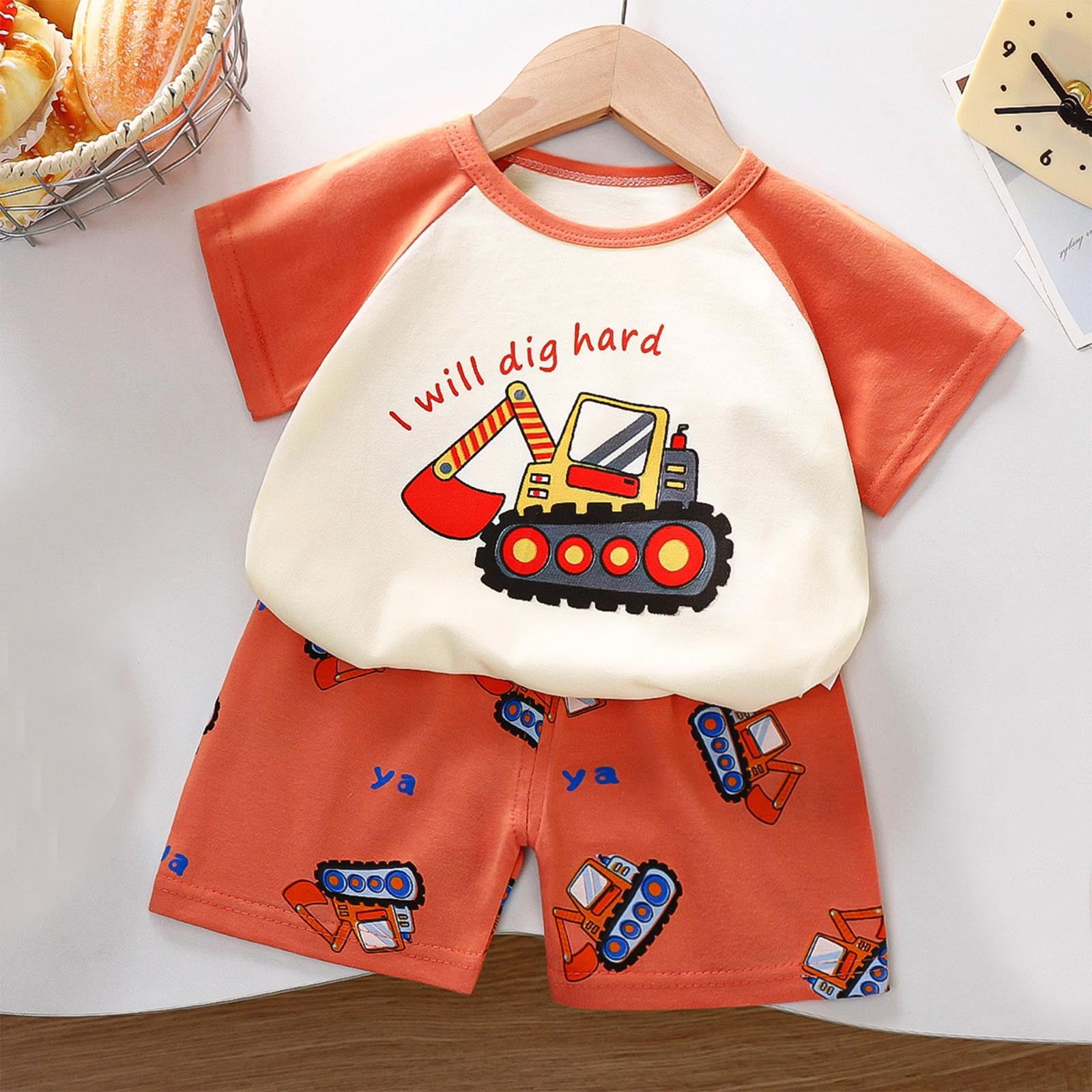 Baby Boys “Loves Tacos” Summer Outfit – Green Cotton T-Shirt & Denim Shorts Set main image 1
