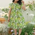 thumbnail image 1 of Babcutegg Summer Kids Short Shirt Dresses for Little Girls Skirts New Printed Round Neck Dress Green Size 4 Years, 1 of 3