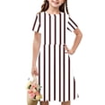 thumbnail image 1 of Babcutegg Summer Kids Short Shirt Dresses for Little Girls Skirts Printed Stripe Simplicity Dress Brown Size 7 Years, 1 of 7