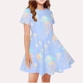 thumbnail image 1 of Babcutegg Summer Short-Sleeve Round-Neck Dress Featuring Playful Jellyfish Print, Lightweight Breathable Fabric And Flattering A-Line Silhouette Silver Size M, 1 of 6
