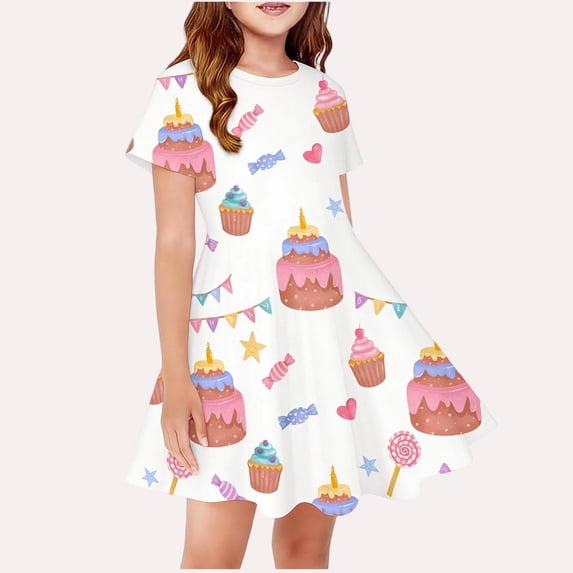 Babcutegg Summer Short-Sleeve Round-Neck Dress With Playful Jellyfish Print, Lightweight Breathable Fabric And Flattering A-Line Silhouette Red Size S