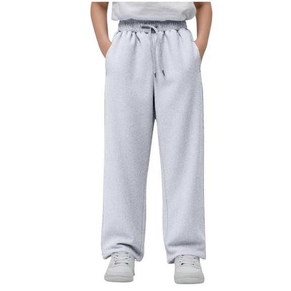 Babcutegg Sweatpants for Kid Boys Soild Color Side Pockets Elasitic Waist Boys Outfit White