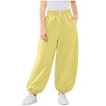 thumbnail image 1 of Babcutegg Sweatpants for Kid Girls High Waist Straight Leg Elastic Waist Outfit for Girls Yellow Size 2, 1 of 6