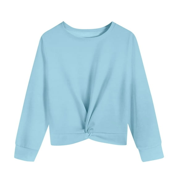 Babcutegg Sweatshirts for Kid Girls Crew Neck Pullover Casual Fashion Girls Fall and Winter Outfit Light Blue Size 7