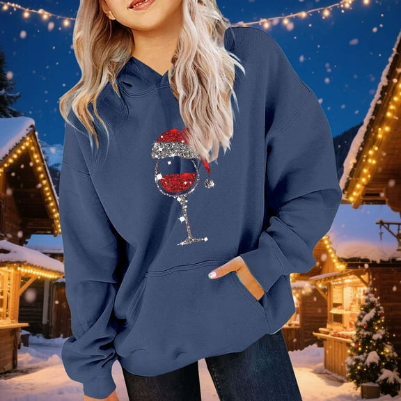 Babcutegg Sweatshirts for Kid Girls Pullover Lightweight Fleece Lined Side Pockets Hoodies Girls Fall and Winter Clothes Navy Size 4-5