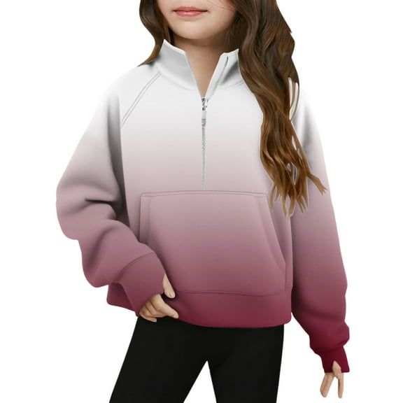 Babcutegg Sweatshirts for Toddler Girls Long Sleeve Gradient Pattern Pullover Outfit for Toddler Girls Wine 5 T