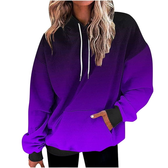 Babcutegg Sweatshirts for Women Hooded Long Sleeve Long Length Fall and Winter Outfit for Women deep purple Size 2XL