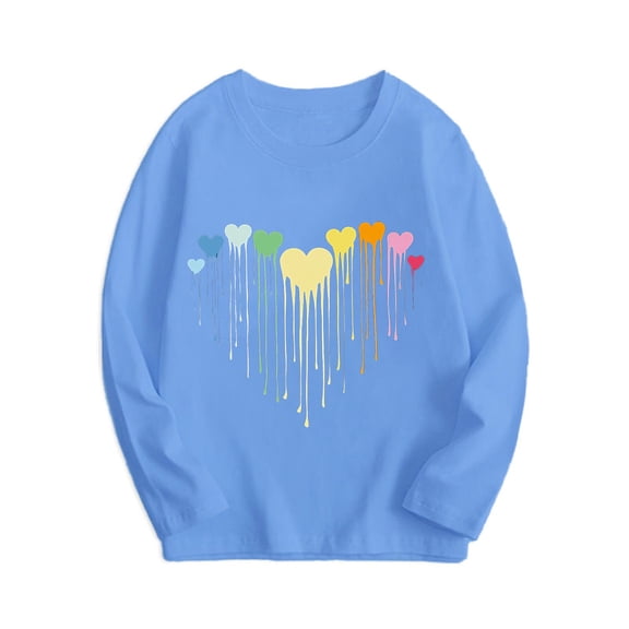 Babcutegg T Shirts for Toddler Girls Long Sleeve Graphic Pattern cotton Tops for Girls Light Blue 11 T