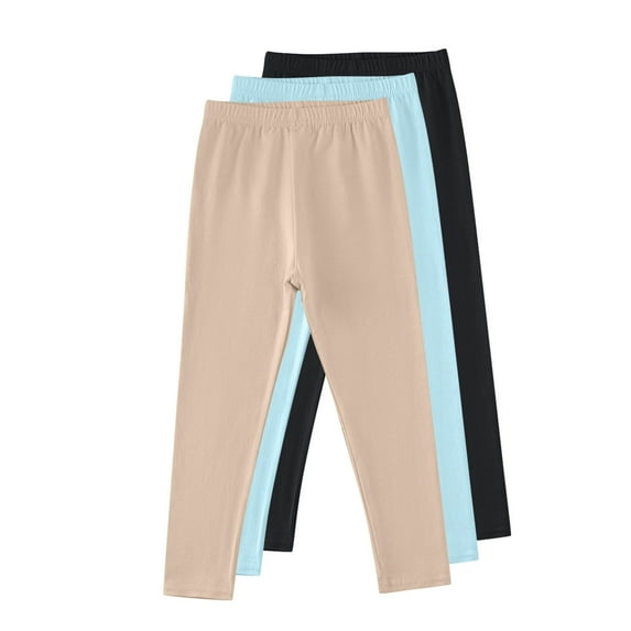 Babcutegg Teen Girls 3PC Leggings Soild Color Jogger Pants Leg Warmer Fall and Winter Clothes for Girls Khaki Size 5-6