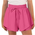 thumbnail image 1 of Babcutegg Teen Girls Athletic Shorts Double-Layer High Waist Elastic Waist Quick Dry with Drawstring Outdoor Activity Wear for Girls Hot Pink Size 12 T, 1 of 8