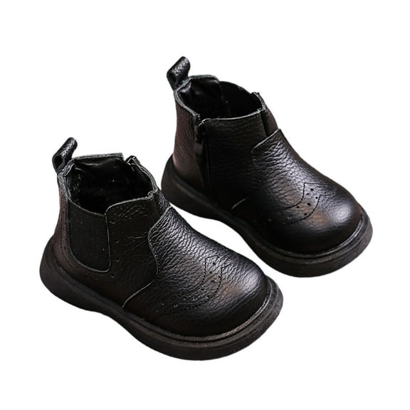 Babcutegg Teen Girls Boots Fleece Lined Thick Bottom Western Style Keep Warm Wedge Boots Fall and Winter Shoes for Girls Black Size 2