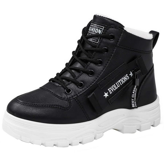 Babcutegg Teen Girls Boots Knee High Soft Bottom Fleece Lined Round Head Snow Boots Fall and Winter Shoes for Girls Black Size 7.5