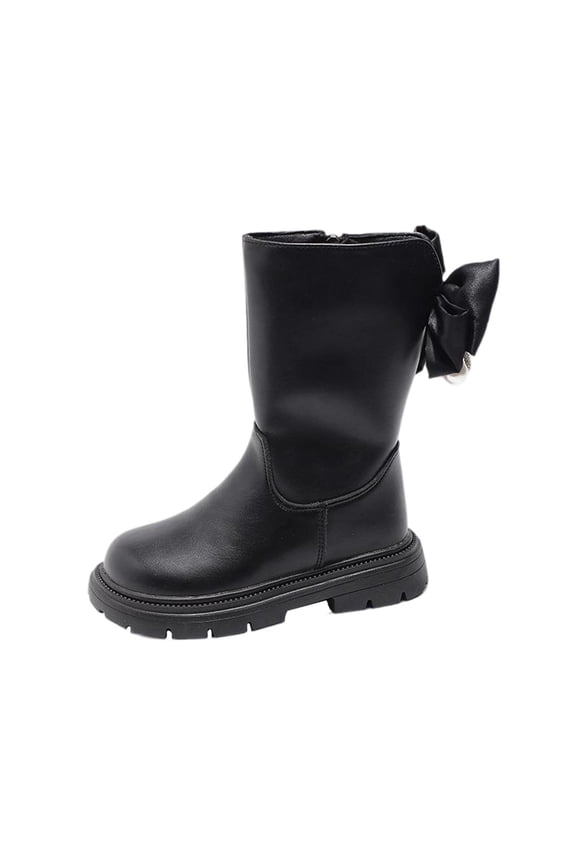 Teen Girls Boots Wedge Boots Round Head Western Style Casual Fashion Soft Bottom Fall and Winter Shoes for Girls Black Size 9.5 M