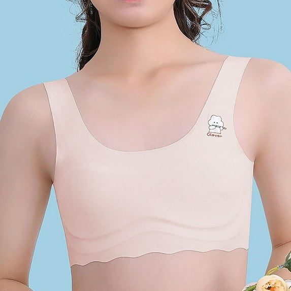 Babcutegg Teen Girls Bra Sports Bra Cute Pattern Wirefree Bra Girls Underwear Pink Size M