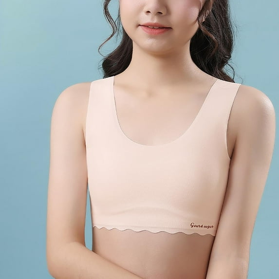 Babcutegg Teen Girls Bra Wirefree Bra Comfortable Sports Bra Girls Underwear Pink Size L