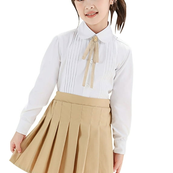 Babcutegg Teen Girls Tops, Long Sleeve Lapel Tee Soild Color T-Shirt for Girls Khaki 15-16 T