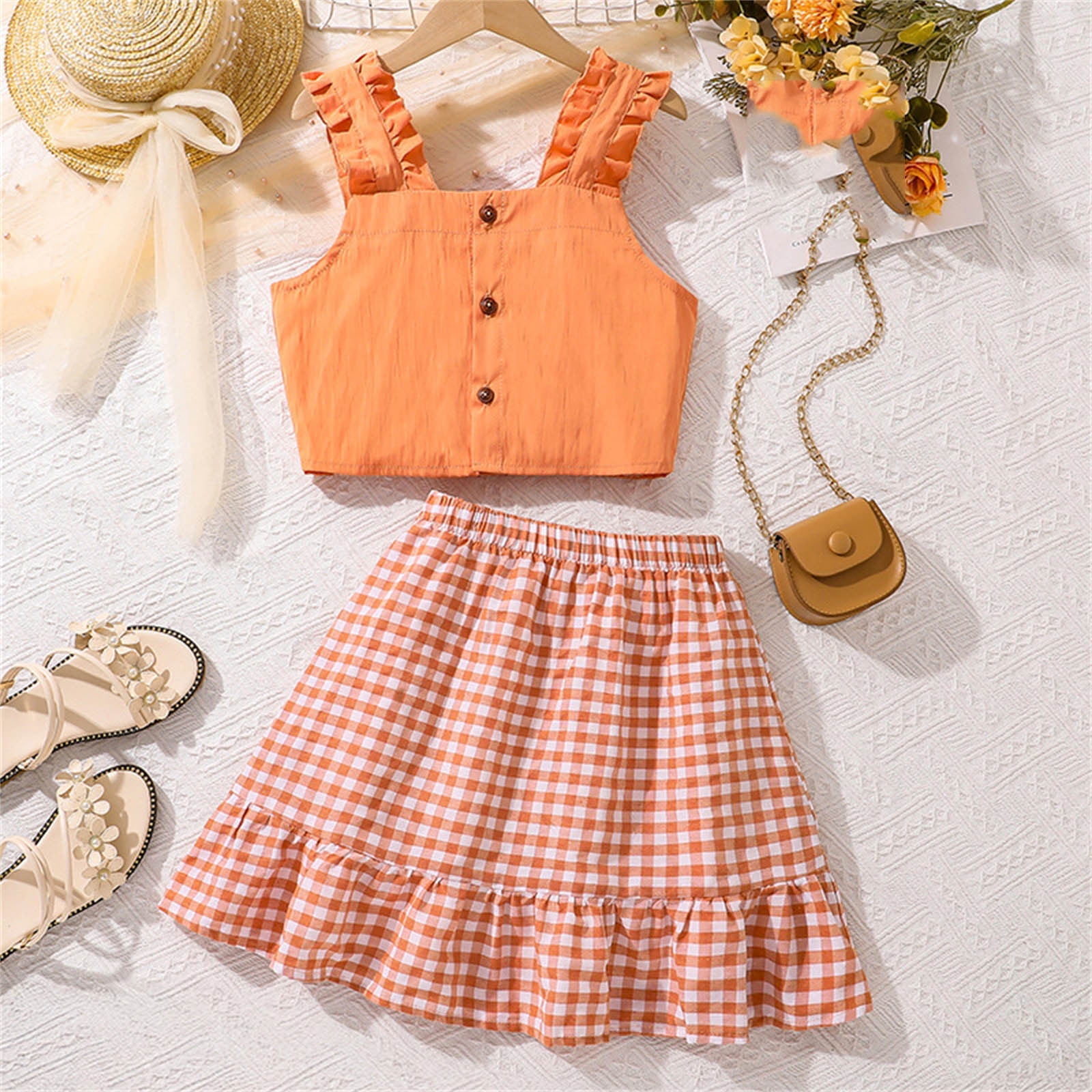 Girls Mint “GoGo” Summer T-Shirt & Denim Skirt Set main image 1