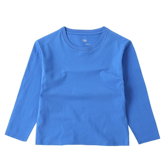 Babcutegg Toddler Boys Autumn Tops Long Sleeve Soild Color Round Neck Shirts for Boys Blue 9 T