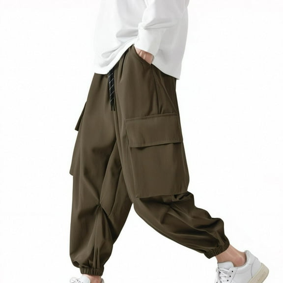 Babcutegg Toddler Boys Cargo Pants Wide Leg Side Pockets Elastic Waist Outfit for Boys Green