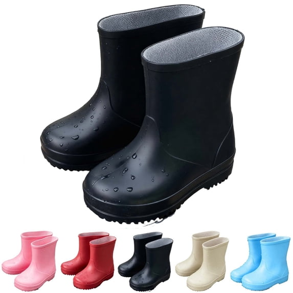 Babcutegg Toddler Boys Girls Mid Calf Rain Boots Soft Sole Non Slip Solid Color Kids Lightweight Waterproof Boots Black Size 8.5 Toddler