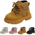 thumbnail image 1 of Babcutegg Toddler Girls Ankle Leather Boots Lace Up Low Heel Non Slip Shoes Fall Winter Fashion Martin Boots Pink Size 12.5 Little Kid, 1 of 8