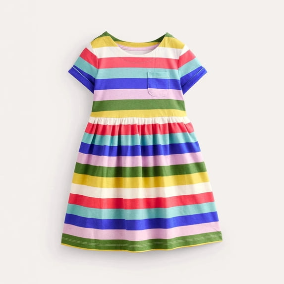 Babcutegg Toddler Girls Dress, Family Matching 100% Cotton Breathable Graphic Pattern Kids Floral Cotton Sundress Multicolor 2 Years
